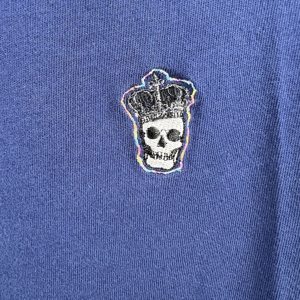 Robert Graham Polo Shirt Men's 2XL Classic Blue Skull & Rose Logo Cotton‎ Golf - Picture 2 of 11